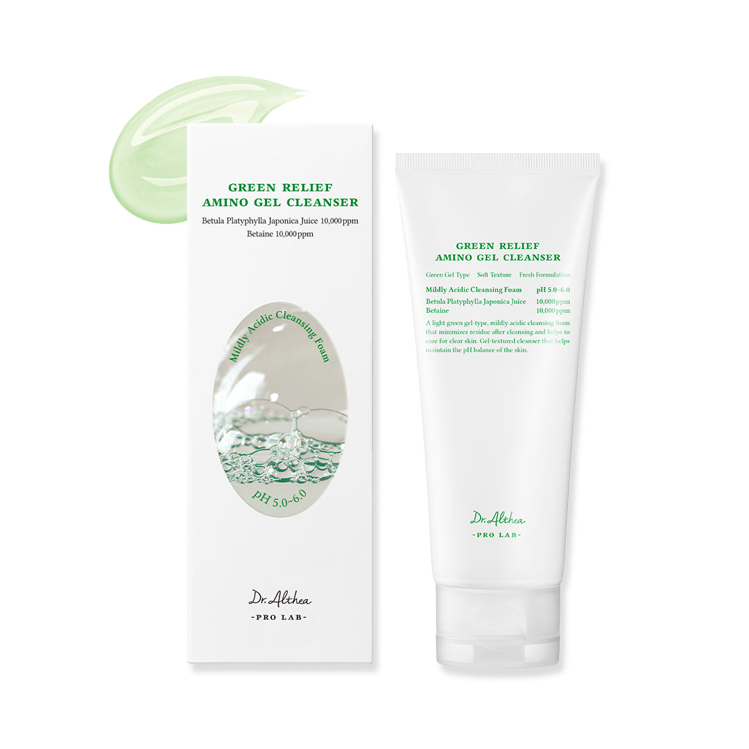 Green Relief Amino Gel Cleanser by Dr. Althea on a white background