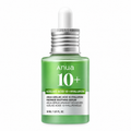 Anua 10+ Azelaic Acid 10 + Hyaluronic Redness Soothing Serum in a green glass dropper bottle with a silver cap, on a white background.