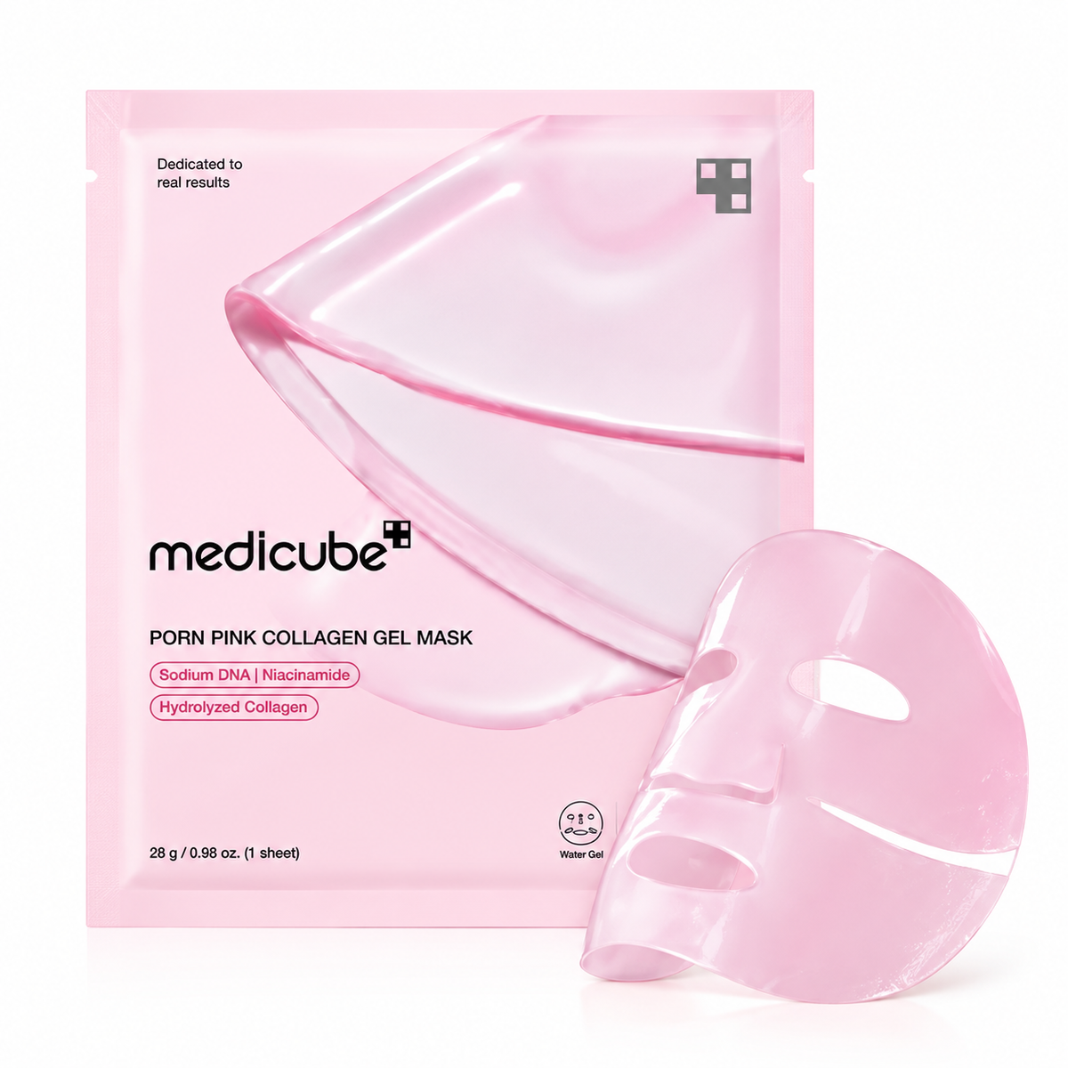 Medicube Salmon PDRN Pink Collagen Jelly Gel Mask pouch and sheet mask