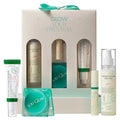 Skincare product set with 'You Glow' branding on a white background
