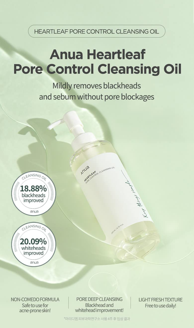 Anua Heartleaf Pore Control Cleansing Oil – Deep Clean, Blackhead Care & Makeup Removal
