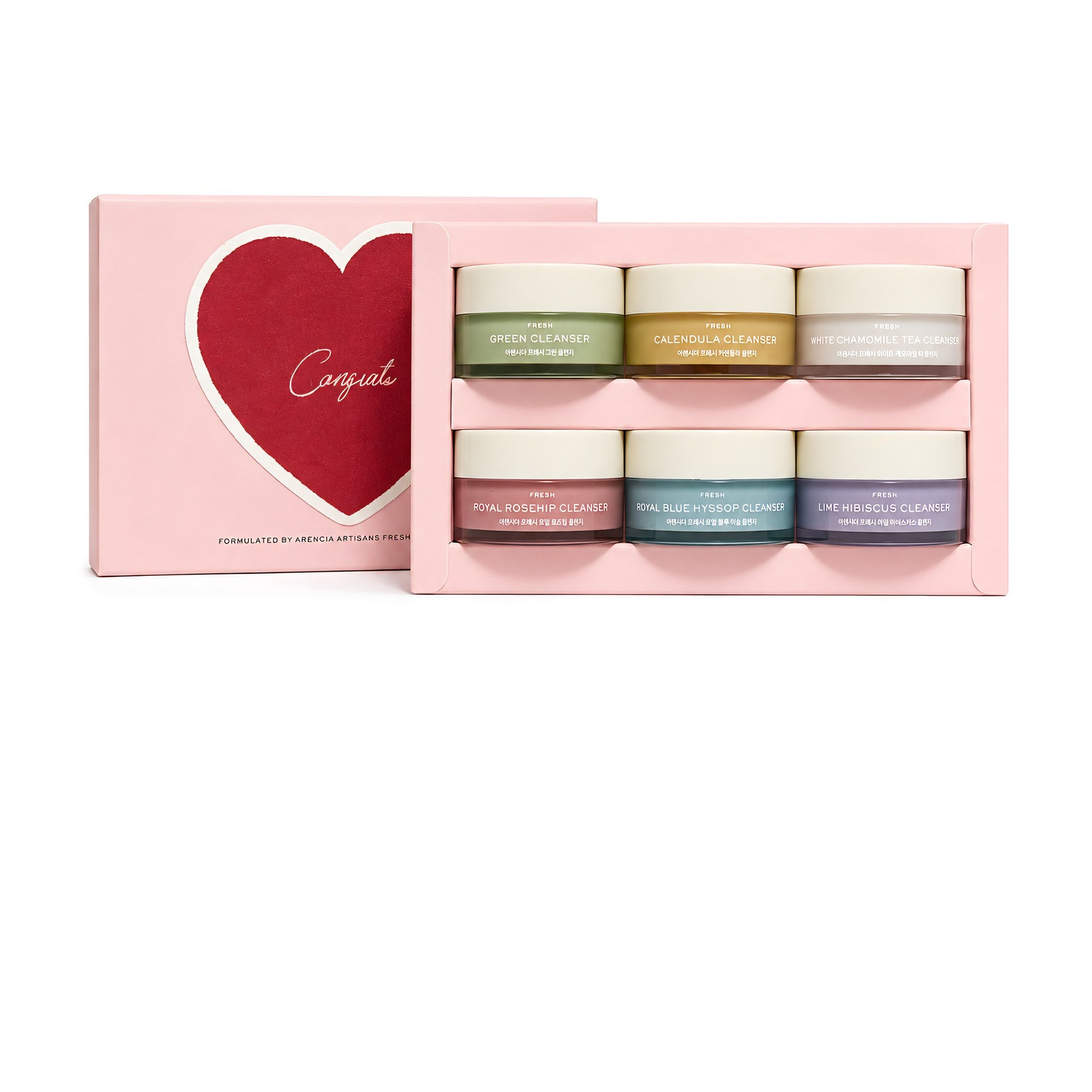 Arencia Rice Mochi cleanser gift set box with six cleanser jars