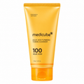Medicube Kojic Acid Turmeric Toning Cleanser in a 100g squeeze tube, featuring a bright yellow-orange body with a matching orange flip-top cap on a plain white background.