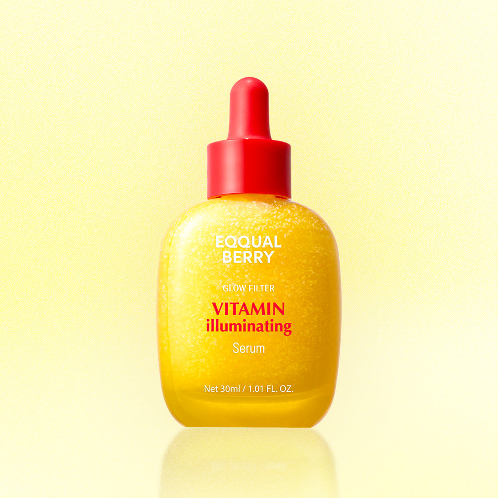 Yellow serum bottle with red cap on a yellow background